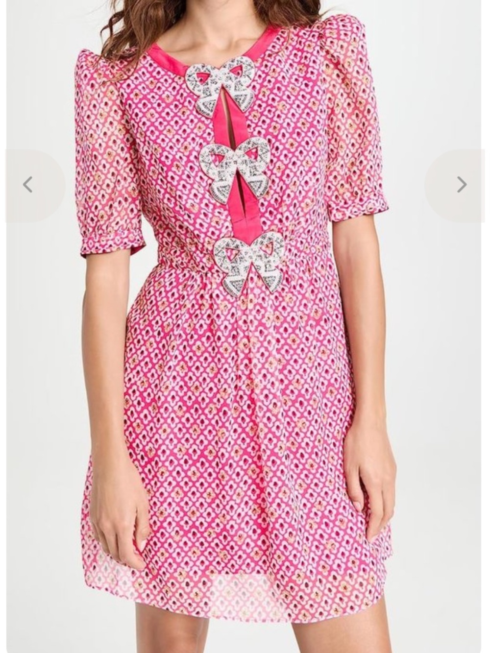 Saloni Jamie Rhinestone Bow Mini Dress Pink Indianblock - US 8